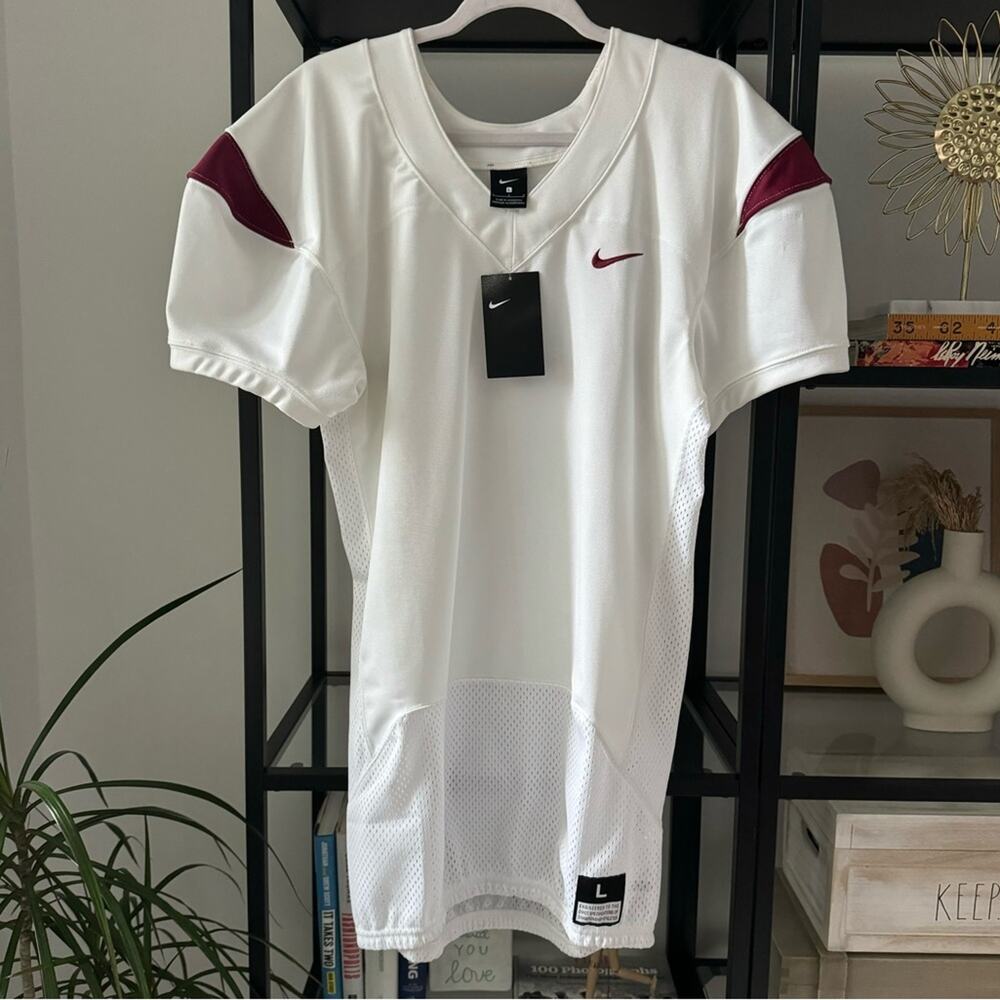 Nike Vapor Pro White Maroon Short Sleeves Football Training Jersey Men’s Large - Picture 1 of 9